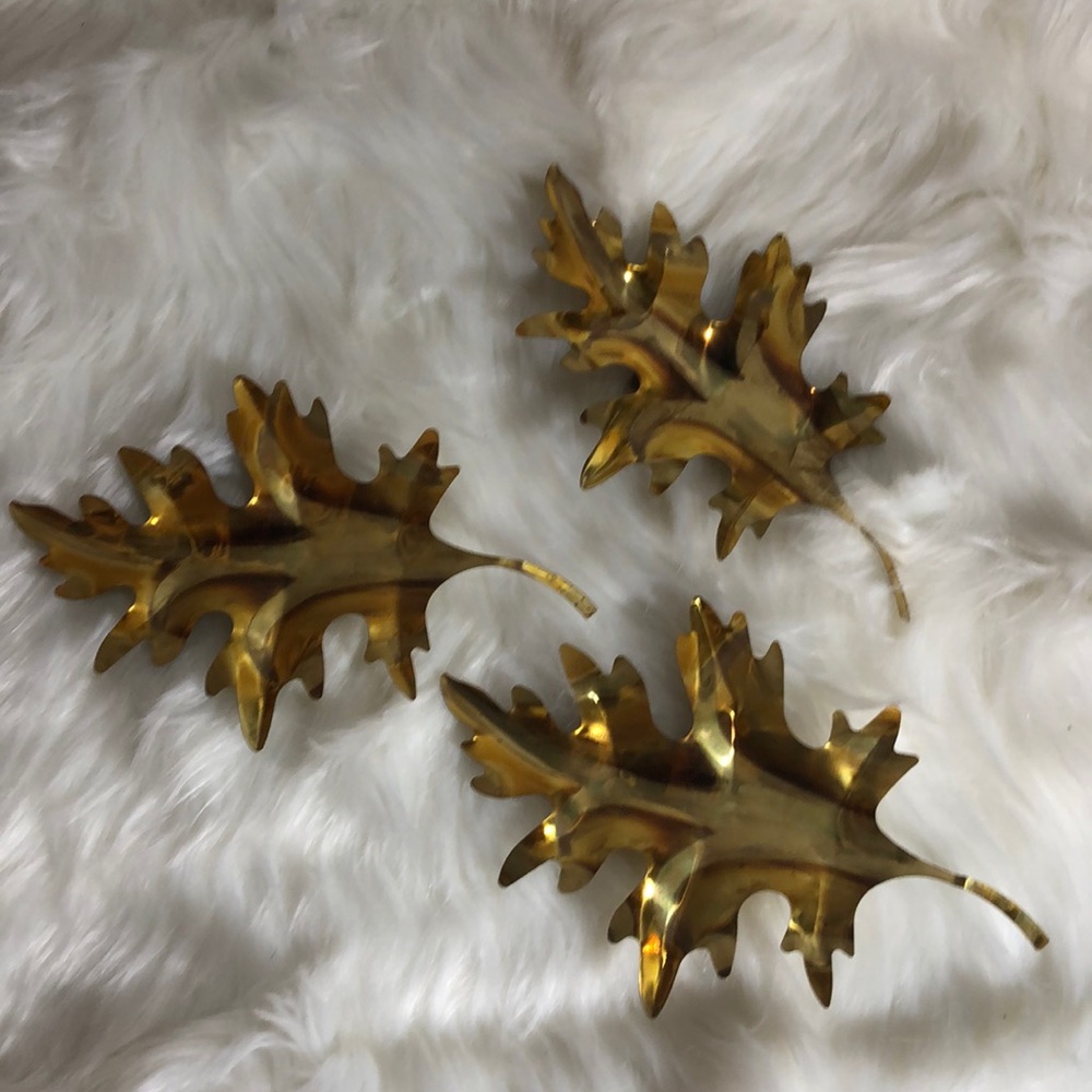 Vintage boho leaf decor set of three